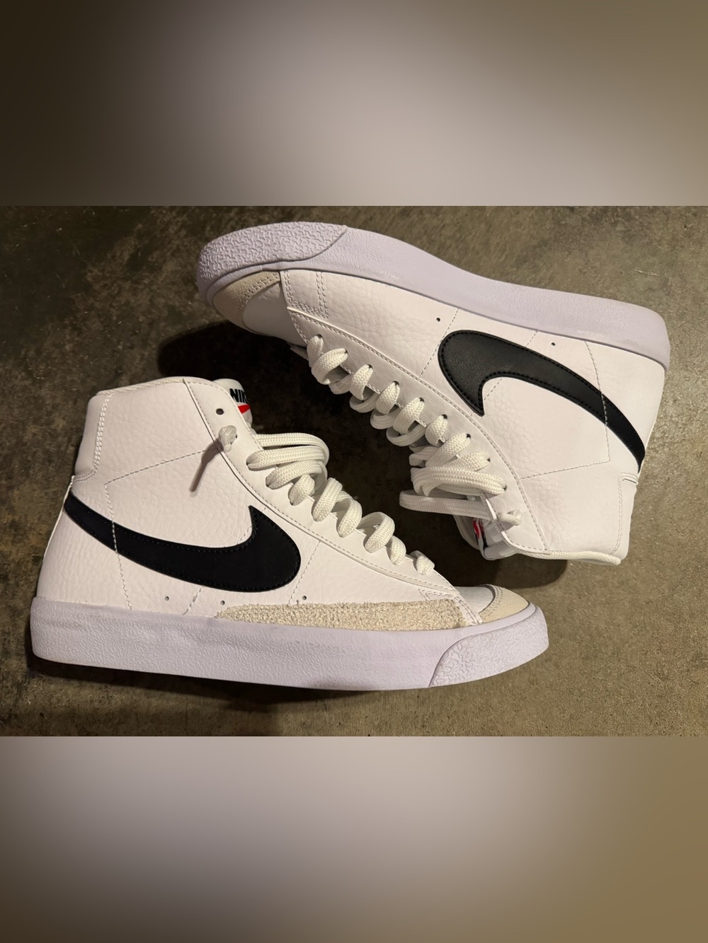Nike White and Black High-Top Leather Sneakers